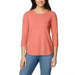 KIRKLAND Signature Ladies' Cotton Slub Tee, peach color, Size XL "NEW"